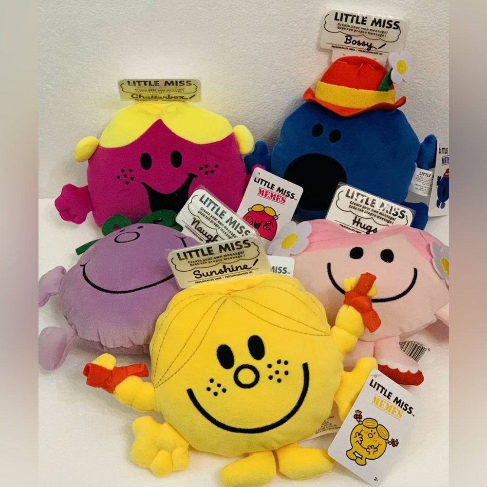 5 LITTLE MISS MEMES Plush Toys Sunshine Hugs Bossy Naughty Chatterbox